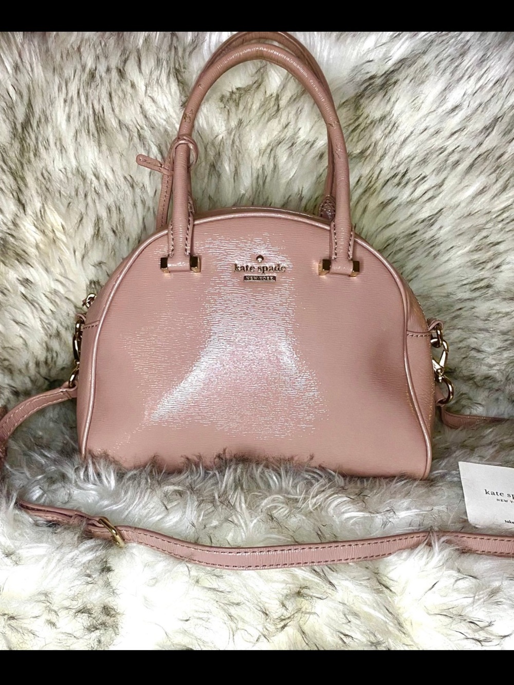 Kate Spade New York Cedar Street Small Pearl Patent Leather Bag in a rosewater